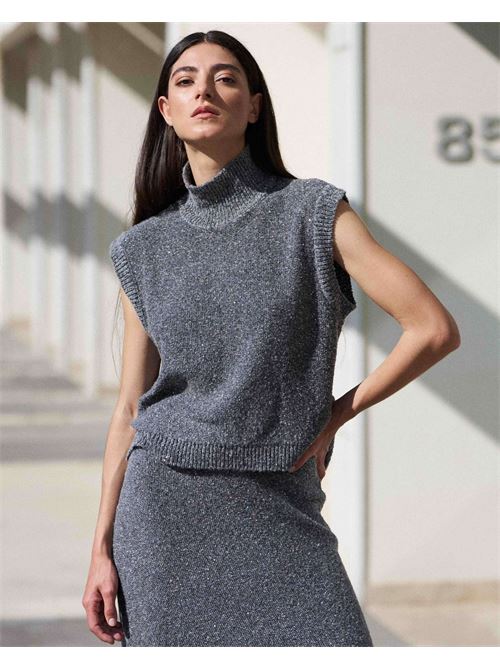 Pull senza maniche con pailettes RAME | LFMAG08-ANT